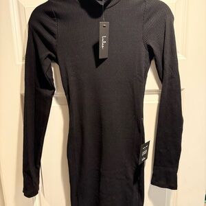 Lulus Black Ribbed Long Sleeve Dress